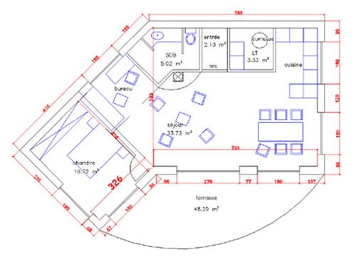 Amarantes maison 64m2: plan technique